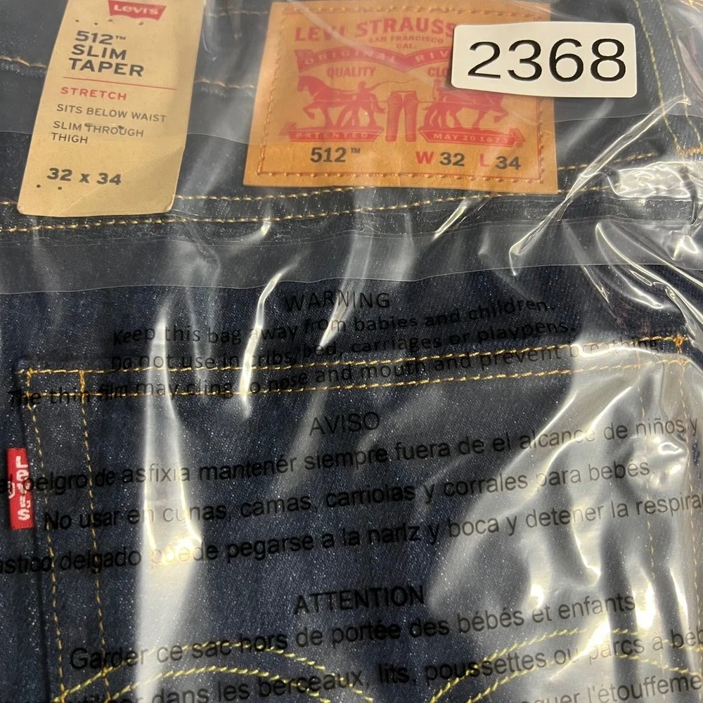 Levis 512 Slim Taper Jeans Mens 32x34 Dark Wash Stretch Denim 288330118 New